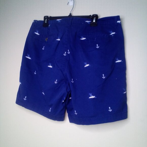 Saddlebred Shorts Men 38 Casual Chino Boat Anchor Nautical Blue White - Picture 11 of 14